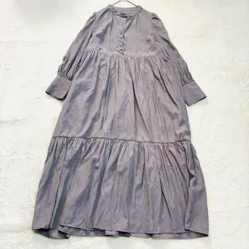 티어드 원피스 노카라 페미닌 펄풍 버튼 루즈핏 세련된