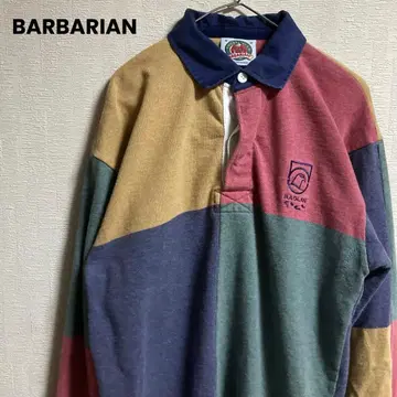 90s BARBARIAN 라거 셔츠 멀티 컬러 기업 로고