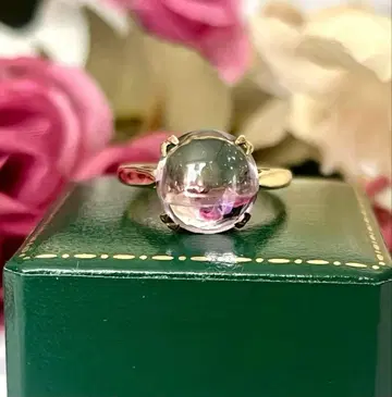 [월말 세일] 영국 앤티크 9금 카보숑 자수정 반지 약 3.5ct