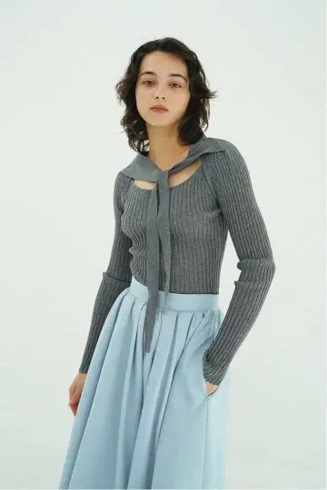 CLANE SHEER RIB RIBBON KNIT TOPS
