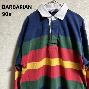 90s BARBARIAN 라거 셔츠 멀티 보더