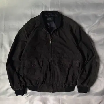 80s 90s 빈티지 블랙 스웨이드 가죽 집업 블루종