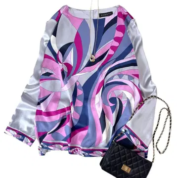 새상품급 다마 컬렉션 빅 사이즈 15호 실크 100% 블라우스 핑크 계열