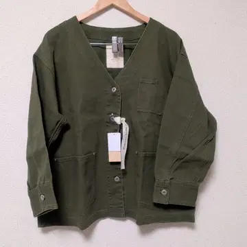 스튜디오 클립 V넥 데님 커버올 [ CLIP denim ] 카키