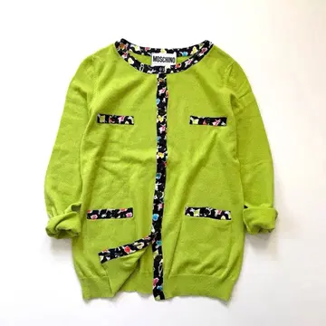 모스키노 쿠튀르 캐시미어 100% 가디건 라임 그린 M~L