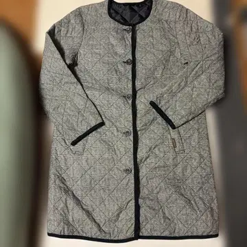 크로커다일 퀼팅 코트 체크 무늬 사이즈 L 얇은 소재 아우터
