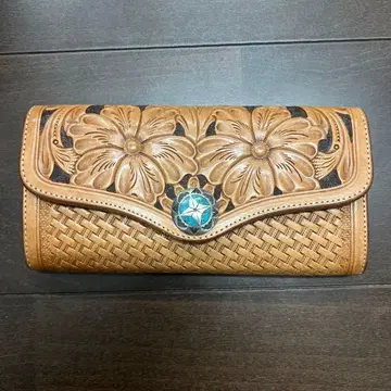 FUNNY 크라프트 천연 가죽 카빙 장지갑