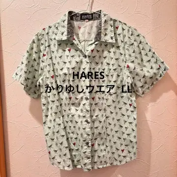 HARES 카리유시 웨어 연한 녹색 얀바루쿠이나 패턴 LL 사이즈