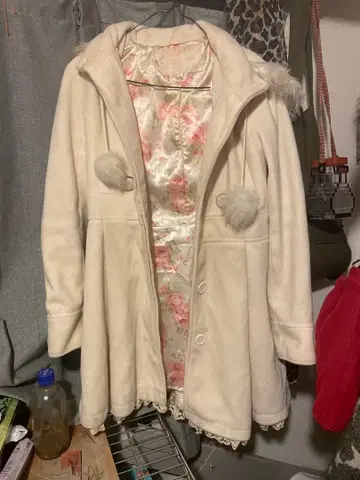 LIZLISA 미니 기장 코트 퍼 포함 후드 히메 갸루 헤이세이 지뢰