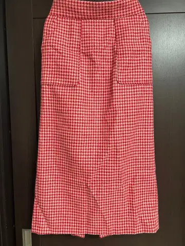프레디 에뮤 하운드 투스 패턴 빨간색 타이트 스커트 38