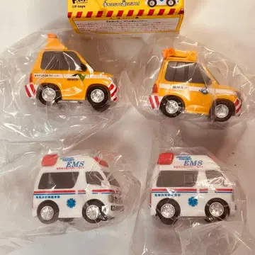 새상품 F-toys 탈것 컬렉션 4개 세트 패트롤카, 구급차