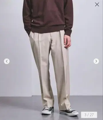 united arrows 울 트로피컬 1 플리츠 밀리터리 트라우저