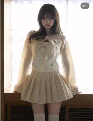 andmary 트위드 리본 세트 탑 스커트 3종 세트