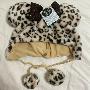 [ 미사용 새상품 ] 디즈니 미니 레오파드 무늬 팬캡 브라운
