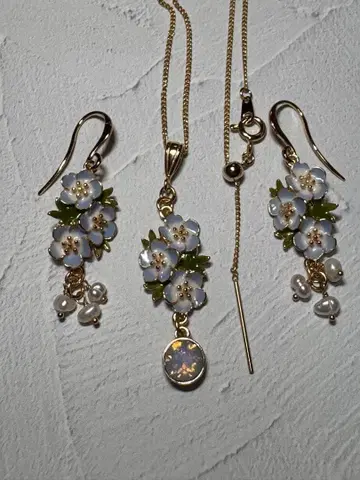 네모필라의 목걸이와 귀걸이 액세서리 세트 담수 진주