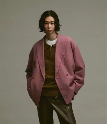 soerte 오버 사이즈 6 버튼 모듬 블레이저 핑크