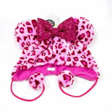 디즈니 레오파드 무늬 팬캡 스팽글 핑크 미니