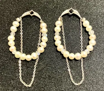 agete 펄 실버 체인 귀걸이 참