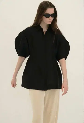 CLANE WAIST SHAPE PUFF SLEEVE TOPS