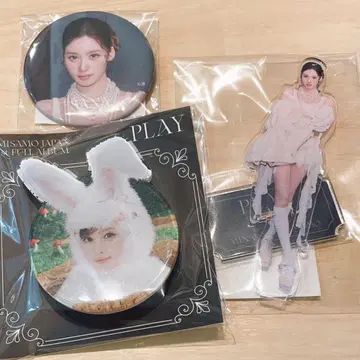 MISAMO PLAY 스마트폰 그립 아크릴 스탠드 캔뱃지 사나 3종 세트