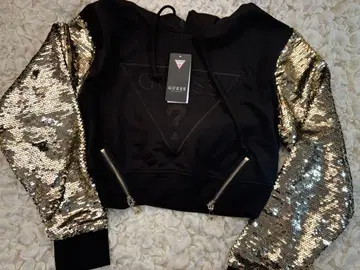 GUESS 스팽글 후드티 블랙