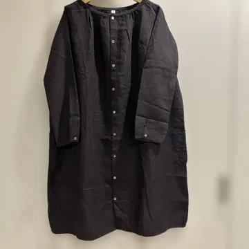 SARAXJIJI 사라지지 린넨 개더 원피스 블랙 루즈한 사이즈