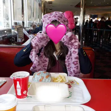 헬로키티 핑크 레오파드 무늬 머플러 햇