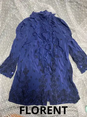 컨디션 최상 FLORENT 플로렌트 실크 100% 블라우스 블루 빈티지