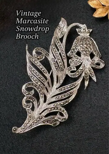 빈티지 영국 마카사이트 스노우드롭 브로치