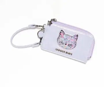 고양이 디자인 패스 케이스 퍼플 ANNA SUImini 교통카드 지갑