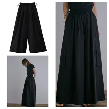 루피 라이트 나일론 와이드 팬츠 블랙 사이즈 1