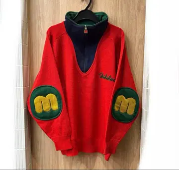 [ M ] 미키하우스 엘르 엘보우 패치 하프 지퍼 스웨터