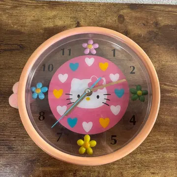 Sanrio 헬로키티 카오하나 벽걸이 시계 헤이세이 레트로 클리어 투명