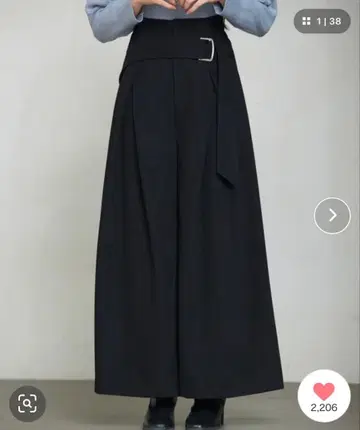 와이드 장식 벨트 와이드 슬랙스 팬츠 멋짐 롱 레그 효과 스타일업