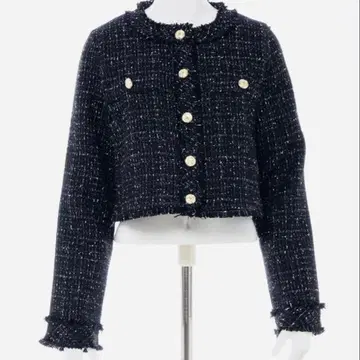 INGNI 트위드 프린지 자켓 블랙