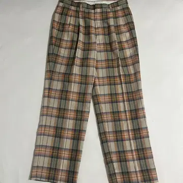 80s 와이드 체크 울 슬랙스