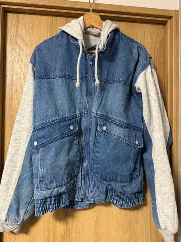 ST JOHNS BAY 데님 자켓 후드 부착 데님 후드티 구제 의류