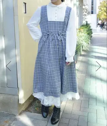 axes femme 체크 리본 도킹 원피스