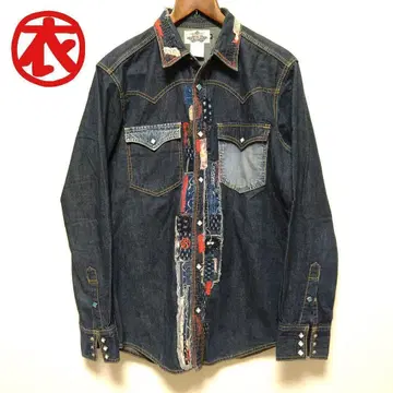 새상품급 일본제 교토 코로모 덧댄 일본풍 패턴 데님 자켓 M 의 고다이신