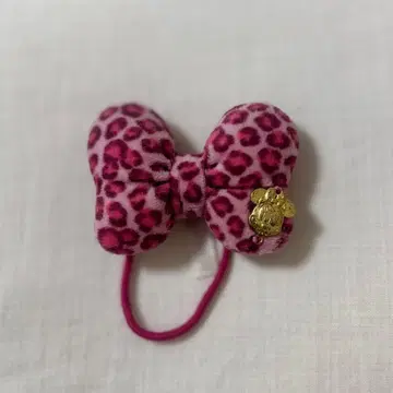 디즈니 레오파드 무늬 리본 핑크 머리끈