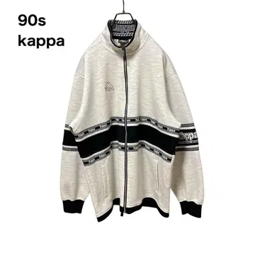 [ 희소 ] 90s kappa 카파 로고 자수 라인 저지 풀 집업 O