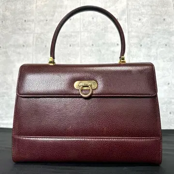 [ WAKO ] 와코 긴자 와코 가죽 보르도 골드 금장 장식 탑 핸들백