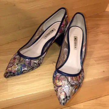 DIANA 꽃무늬 레이스 펌프스 24.5 청키힐 가쓰시카 호쿠사이 회화