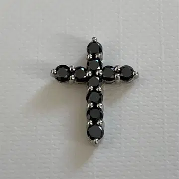 블랙 다이아몬드 플라티나 크로스 펜던트 탑