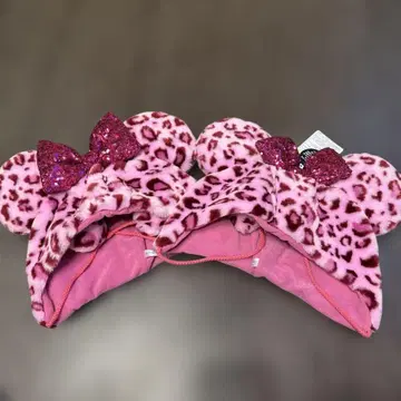 디즈니 미니 팬캡 레오파드(호피) 무늬 핑크 2세트