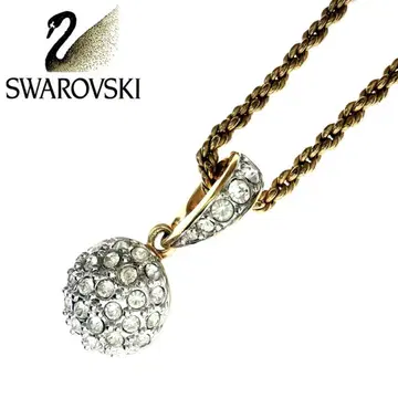 SWAROVSKI 목걸이 크리스탈 볼 파베 골드 로고 각인