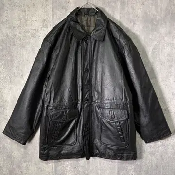 최고급 USA산 소가죽 카우 레더 카 코트 안감 아트 블랙 충전솜