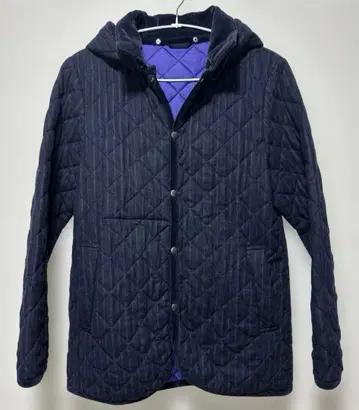 THE SUIT COMPANY 네이비 퀼팅 자켓 후드 부착