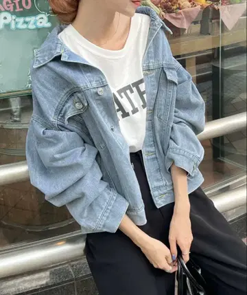 FUTIER LAND 벌룬 소매 데님 자켓 M 사이즈