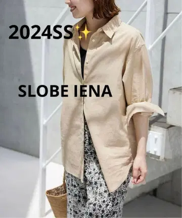 2024SS SLOBE IENA 면린넨 레귤러 셔츠 린넨 베이지
